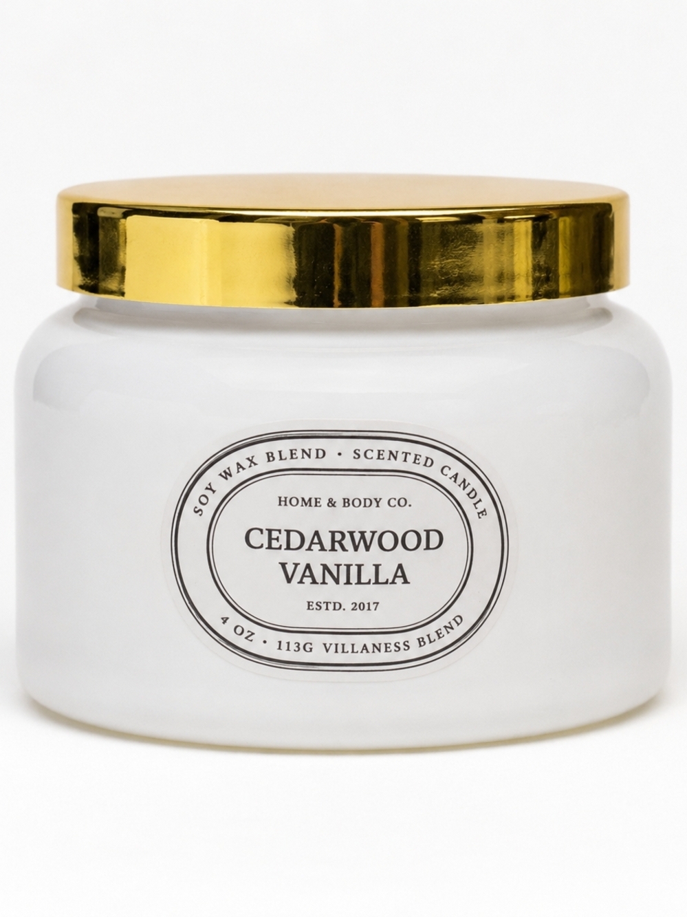 Cedarwood Vanilla Scented Candle – White